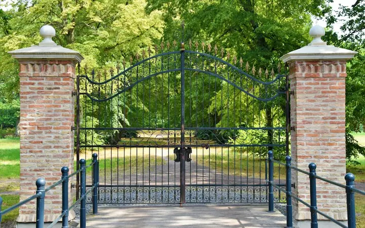 Closed gate at an estate entrance